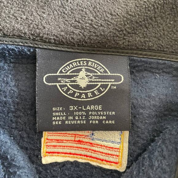 VTG Y2K CHARLES RIVER APPAREL Mens Full Zip Fleece Jacket Flag Blue 3XL Gorpcore - Picture 10 of 12